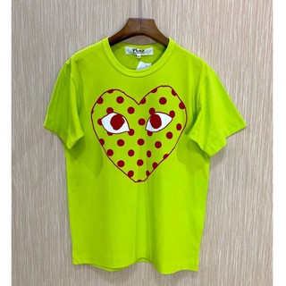 PLAY COMME DES GARCONS POLKA DOT BIG HEART T-SHIRT IN NEON COLOR เสื้อเพลย์กอมเดสการ์คอน หัวใจสีแดง คอกลม แขนสั้น แบรนด์