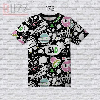 [S-4XL] เสื้อยืดแฟชั่น พิมพ์ลาย หน้า-หลัง ใส่ได้ทั้ง ชาย หญิง สาวอวบ อ้วน บิ๊กไซส์ BUZZ-173