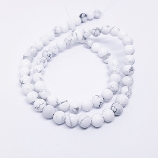 หินมงคล ฮาวไลต์ Howlite ขนาด 6 มิล (เส้นยาว 38 ซม.) กำไลหยก หินมงคล หินนำโชค หินนำโชคแท้