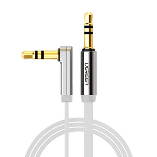 Ugreen [AV119,Flat,White] AUX cable 3.5mm audio cable 90 degree right angle flat jack 3.5 mm