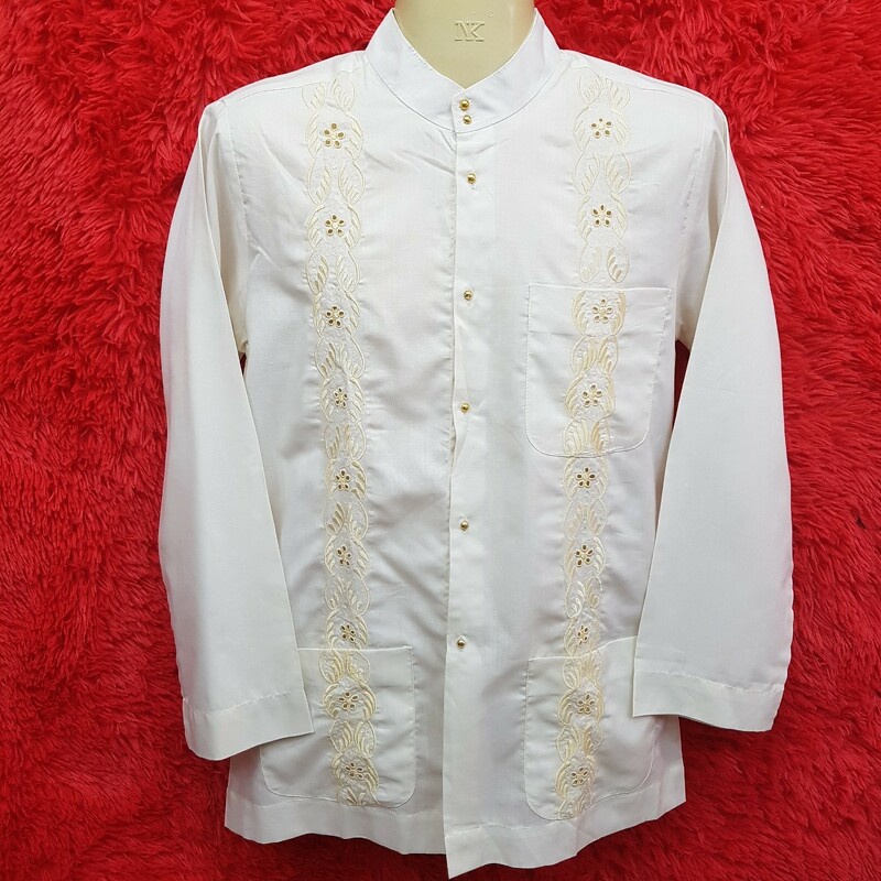 เสื้อกูรงชายแขนยาวปักลาย คอจีน มีกระเป๋าอเนกประสงค์ 3 ใบ สุภาพเรียบร้อย รุ่น SHC31