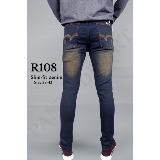 PANTS DE ART - กางเกงยีนส์ชาย ทรงกึ่งเดฟ สีฟอกสนิมน้ำตาล สะกิดขาด มีไซส์ 28-44 สินค้าพร้อมส่งค่า