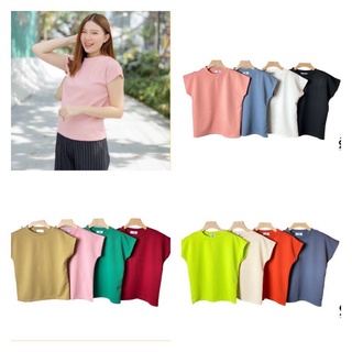 A21 เสื้อยืดแขนล้ำ  เนื้อผ้ารังผึ้ง น่ารักคะ แพทเทิร์น Basic T-Shirtnista