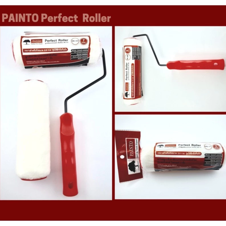 PAINTO ลูกกลิ้งทาสีอเนกประสงค์ เพ้นท์โตะ ขนสั้น และอะไหล่ลูกกลิ้ง ใช้ได้กับสีทุกประเภท