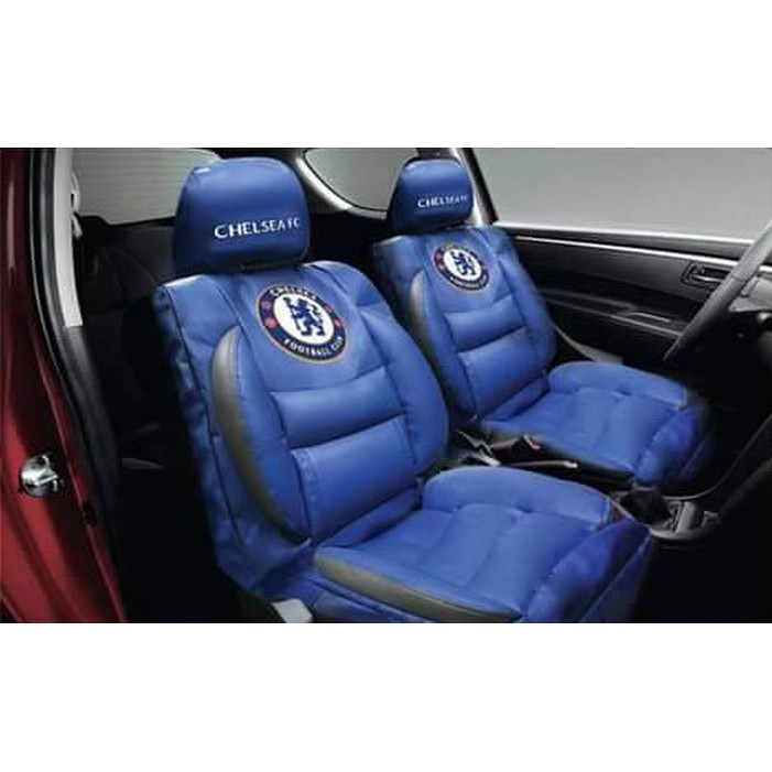 ลิขสิทธิ์แท้ เชลซี หนังเทียม หุ้มเบาะหน้ามีนวม หุ้มหัวเบาะ รถยนต์ 2 ที่นั่ง สีน้ำเงิน Chelsea Blue Car Seat Covers