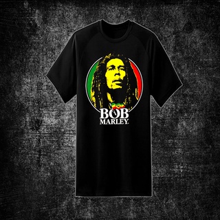 [พร้อมส่ง] เสื้อยืดลายวินเทจ BOB Marley  ไม่มีตะเข็บข้าง คอกลมสีดำ Cotton100%