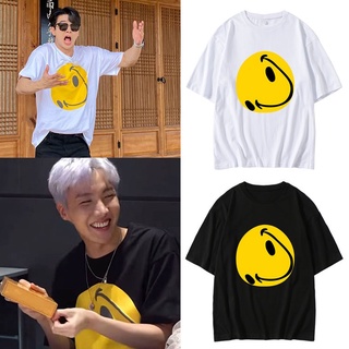 เสื้อยืดหน้ายิ้มแบบ BTS J-hope และ IKON Yunhyeong kpop เสื้อยืดแฟชั่น bt