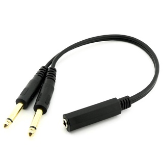 1pc 6.35mm 1/4 inch Stereo TRS Female to 2 Dual 6.35mm Mono TS Male Y Splitter Cable