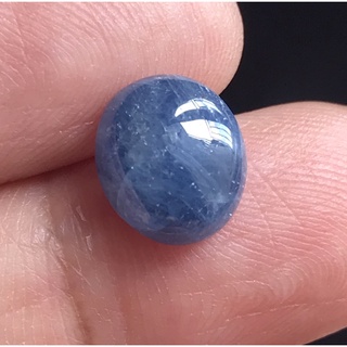 5.00ct 10.3x9mm พลอยไพลินหลังเบี้ย ดิบ Oval Cabochon Blue Sapphire Unheated Africa