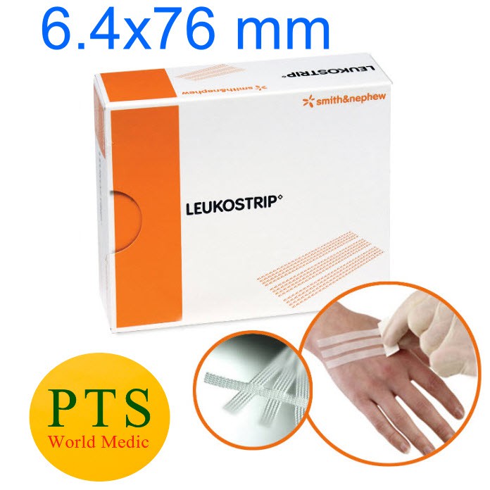 Leukostrip 6.4x76 mm เทปปิดแผล โดยไม่ต้องเย็บแผล (1 ซอง)