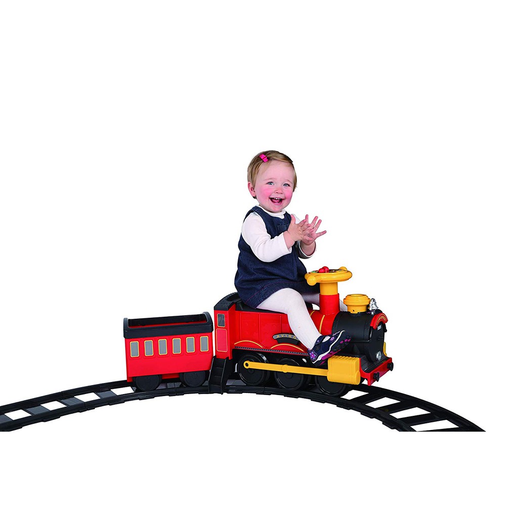รถเด็กเล่น รถไฟแบตเตอรี่ Rollplay Steam Train with Tracks Ride on Train