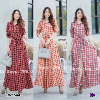 #15445 MaxiDress ลายสก็อต