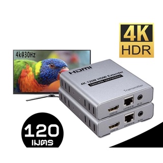 HDMI EXTENDER 120M. HDMI 4K ใช้สายแลนLan Cat5e-6