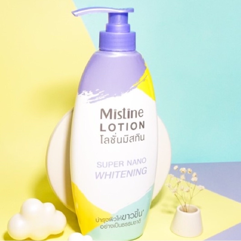 แท้‼️ขาวจริงโลชั่น Mistine Super Nano Whitening Lotion มิสทีน ซุปเปอร์ นาโน ไวท์เทนนิ่ง โลชั่น400ml.หมดอายุปี2027 ค่ะ