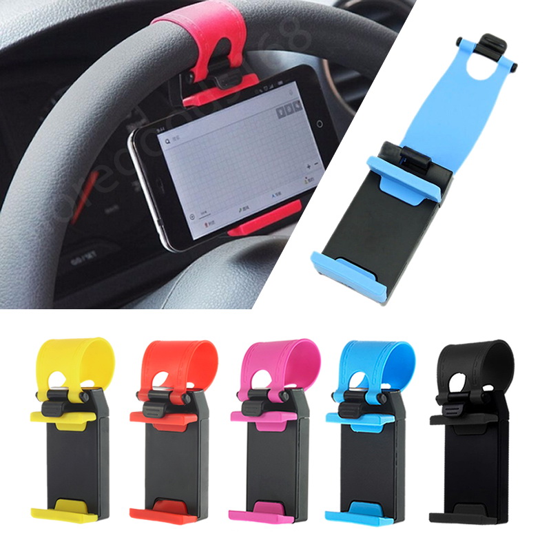 Universal Car Steering Cradle Stand Mount Holder Wheel Clip สำหรับโทรศัพท์มือถือ GPS พวงมาลัยโทรศัพท์มือถือ (คลังสินค้าพร้อม)