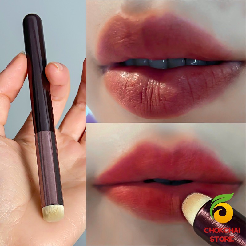 Chok แปรงแต่งหน้าพร้อมปลอก หัวกลม แบบพกพา แปรงทาลิปสติก คอนซีลเลอร์ อเนกประสงค์ ทาลิปฟุ้งสไตล์เกาหลี นุ่ม - รูปที่ 7