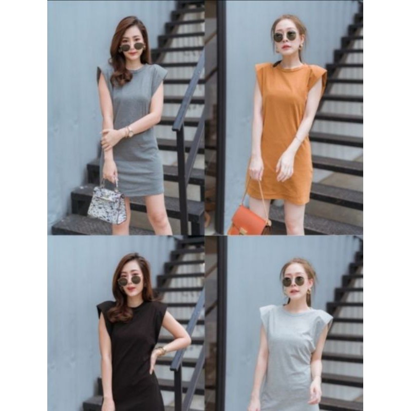 พร้อมจัดส่ง#TOPSHOP ‼เดรส เสริมไหล่#งานป้ายทรงสวย งานป้าย
