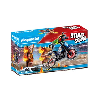 Playmobil 70553 Stunt Show Motocross with Fiery Wall แอ็คชั่นฟิกเกอร์ สตั๊นท์โชว์ วิบากพร้อมกำแพงไฟ