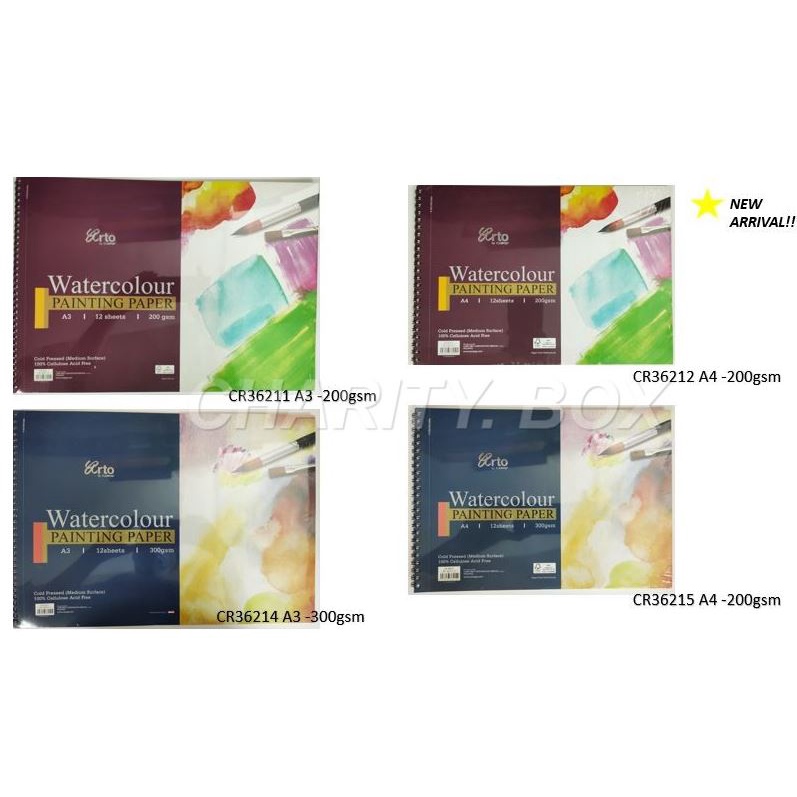 Cold Pressed Campap Arto Watercolor Book 12s 200/300g A4/A3 (เซลลูโลส) A3 Pad Block CR36211/CR36214/