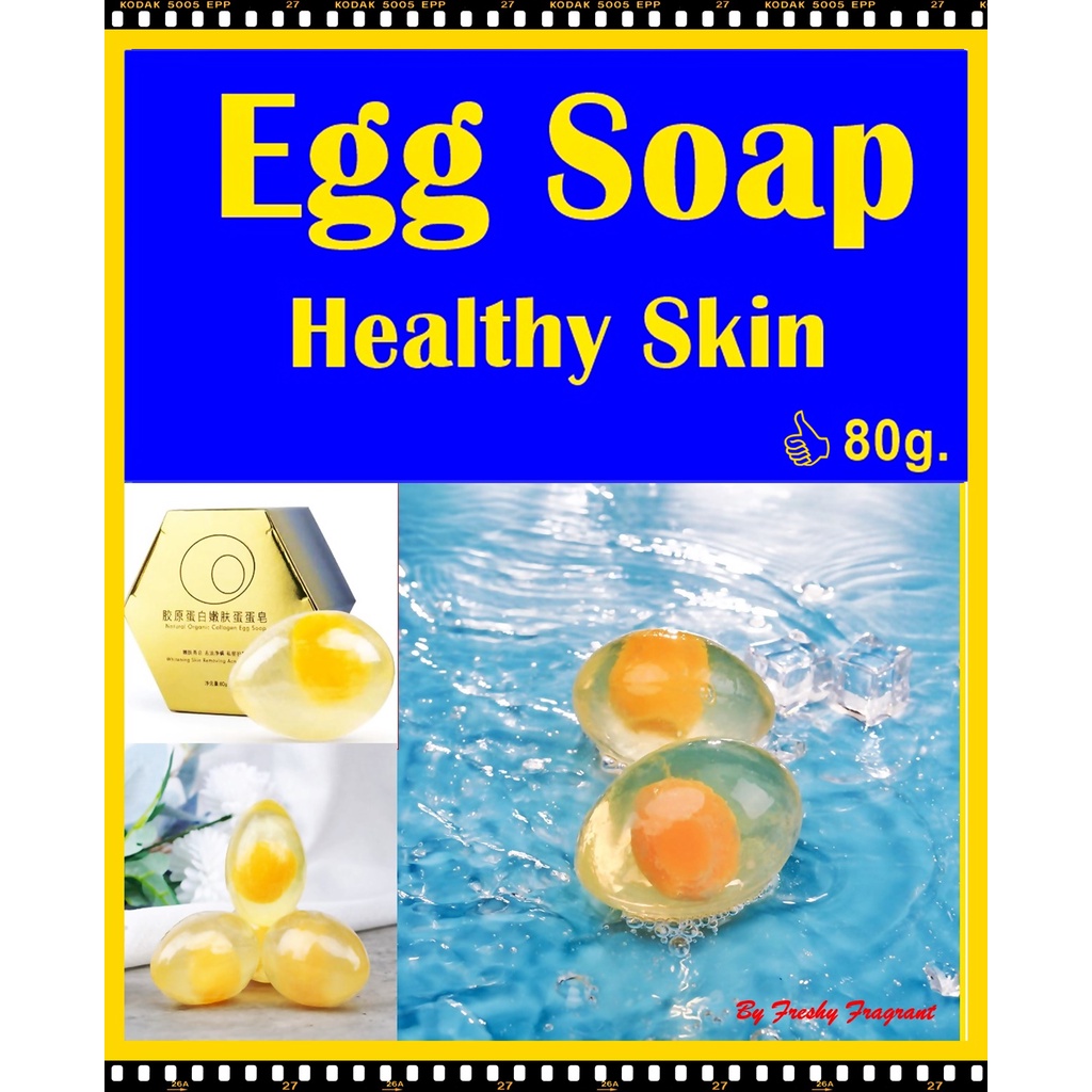 Natural Organic Collagen Egg Soap ช่วยควบคุมความมัน สิวให้ความชุ่มชื้น 80g. ใช้ได้ทั้งหน้าและร่างกาย แถมถุงตาข่ายตีฟอง