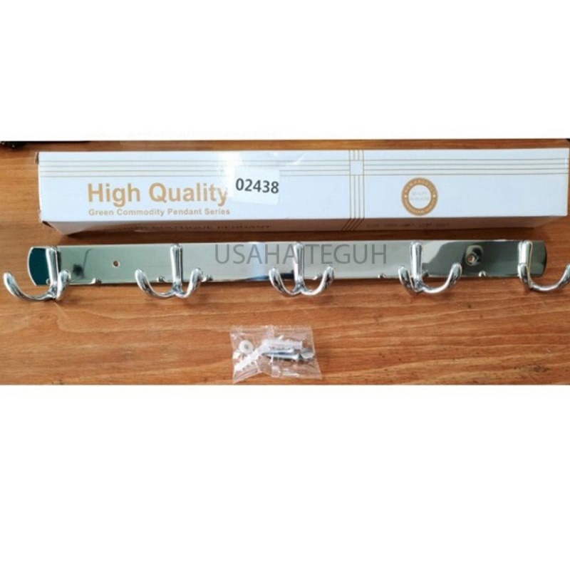 GANTUNGAN Mozilla Stainless Steel 5 Hook ไม้แขวนเสื้อคู่