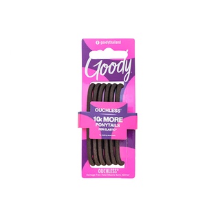 Goody ยางรัดผม 55555 Ouchless สีน้ำตาล (6 ชิ้น) 4MM Large Elastics Brown