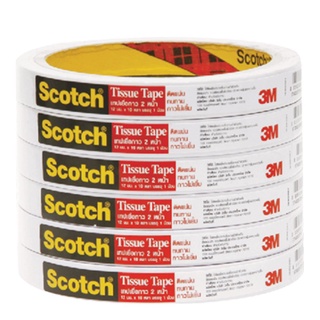 3เอ็ม เทปกาว 2 หน้า แบบบาง x 6 ม้วน101346Scotch® Tissue Tape 12Mm x 10Y 6Rolls/Pack 3M Thin Double Sided Adhesive Tape x