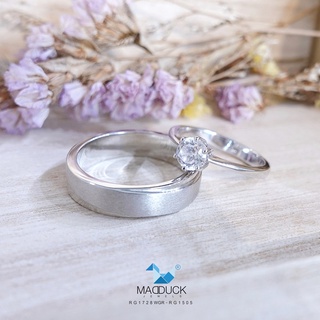 Madduckjewels แหวนเงินแท้ เพชร CZ ชุบโรเดียม RG1728WGR-RG1505