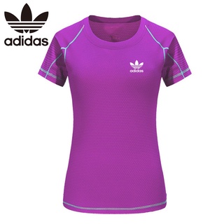 Adidas เสื้อยืดลําลอง แขนสั้น แห้งเร็ว เหมาะกับการเล่นโยคะ ฟิตเนส กีฬา สําหรับผู้หญิง