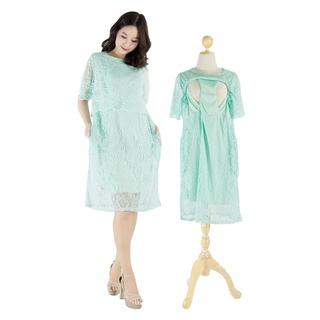 Muko Rosie Lace Dress เดรสคลุมท้องเปิดให้นม  DZ23