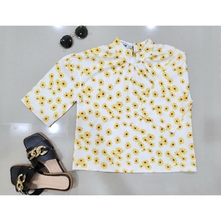 🌼 ส่งต่อ เสื้อครอปแขนห้าส่วน ผ้าบางใส่สบาย