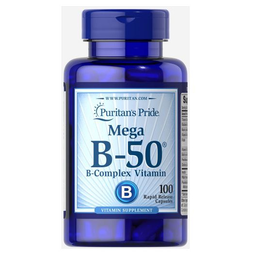 Vitamin B-50® Complex [ 100 Capsule ] Puritan's Pride with PABA,Inositol,Pantothenic,Vitamin B12, now foods Vitamin b50
