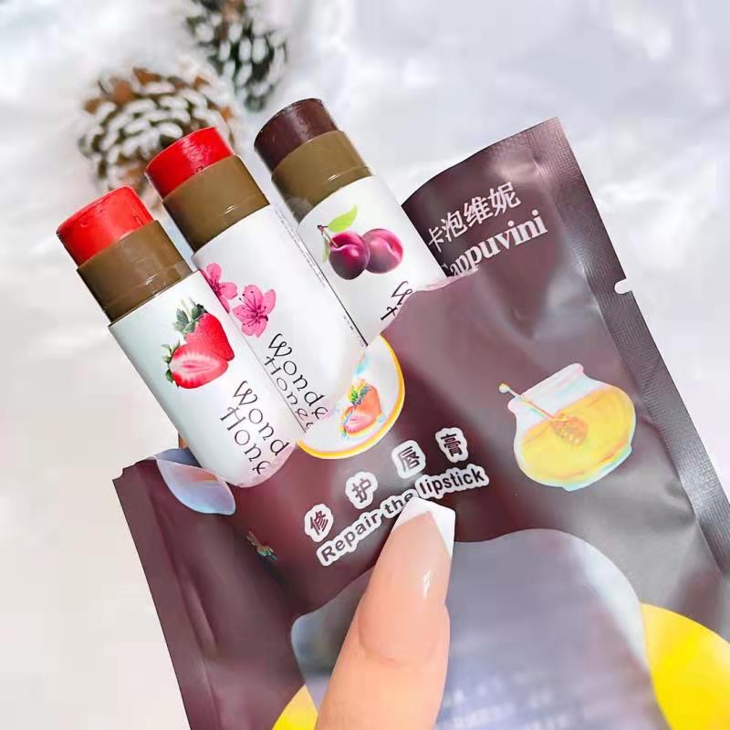 Wonder Honey Cappuvini [CP47] ลิปบาล์มเปลี่ยนสี เซต 3 ชิ้น Repair the lipstick สีสวย ปากดูสุขภาพดี