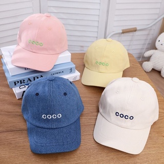 [พร้อมส่ง]หมวกเด็ก หมวกแก็ปเด็ก 4เดือน-2ปี รอบหัว:48-50cm.ผ้า COTTON ปักอักษร coco