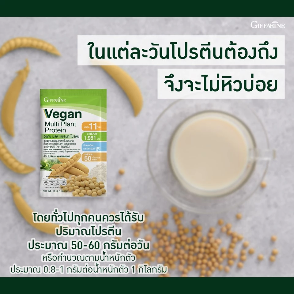 โปรตีนพืช โปรตีนกิฟฟารีน วีแกน มัลติ แพลนท์ โปรตีน กิฟฟารีน Vegan Multi Plant Protein Giffarine เวย์โปรตีน thumbnail 5
