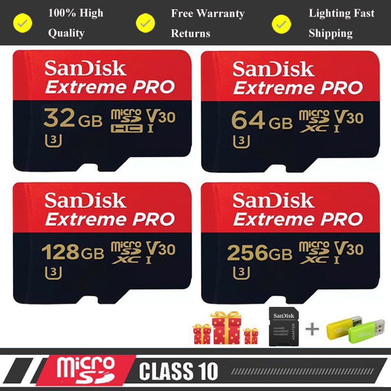 Θ256GB Extreme Pro Memory Card 32GB/64GB/128GB/256GB/512GB U3 Micro SD Card SD Card 100MB/s