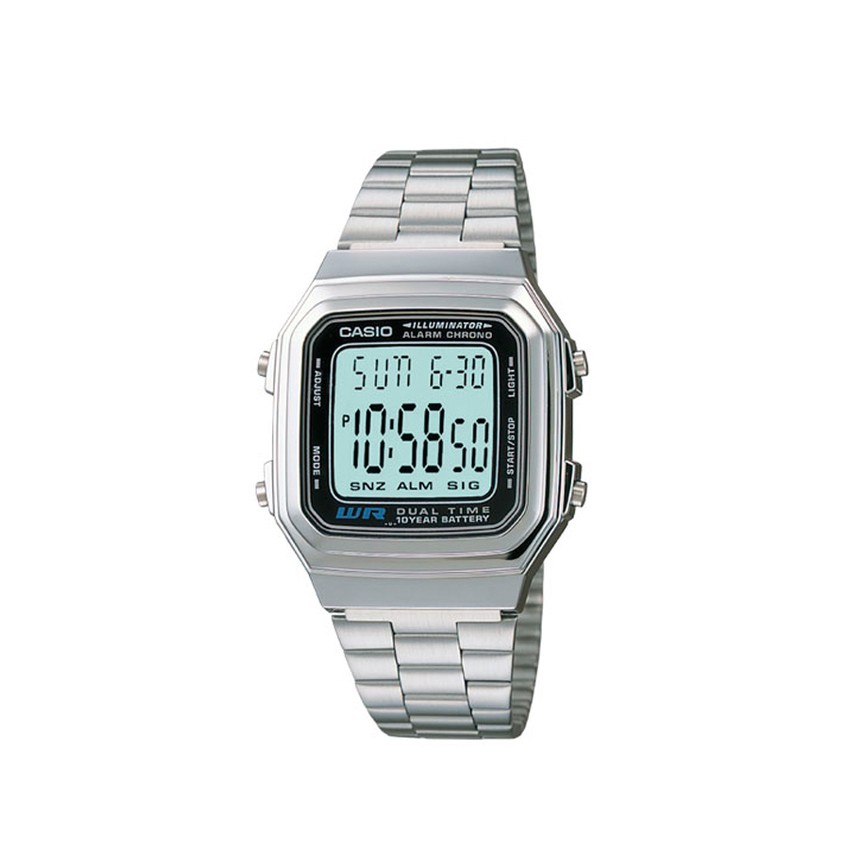 Casio Standard นาฬิกาข้อมือ สายสแตนเลส สีเงิน รุ่น A178WA,A178WA-1A,A178WA-1ADF