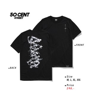 Fifty Cent ® เสื้อยืด แขนสั้น ลาย Bads Bone สีดำ เสื้อยืดผู้ชาย เสื้อยืดชาย M, L, XL, 2XL ts