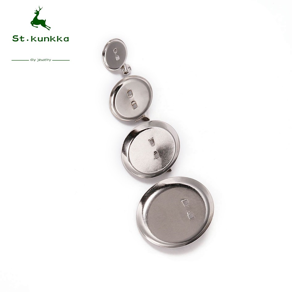 ฐานเข็มกลัดโรเดียม 50 ชิ้น/ล็อต แบบคาโบชอน สำหรับตั้งค่าพื้นฐาน