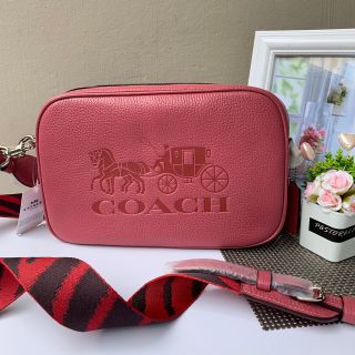 🎀 (สด-ผ่อน) ครอสบอดี้ 2 ซิป หนังแดงเชอรี่ สายสปอร์ต C5805 Coach Jes Crossbody Bag  F75818