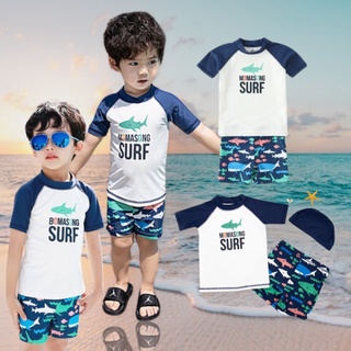 ชุดว่ายน้ำ Shark Momasong Surf (3ชิ้น เสื้อ+กางเกง+หมวก)(SW184)