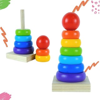 ของเล่นห่วงเรียงไม้ Rainbow Stacker ของเล่นไม้เสริมพัฒนาการ