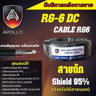 สายสัญญาณ RG6+สายไฟ (ต่อ 1 ม้วน 100เมตร) สายนำสัญญาณกล้องวงจรปิด RG6+power 100M