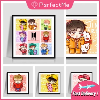 【 PM 】ภาพครอสติช คริสตัล รูปการ์ตูน BTS สไตล์เกาหลี สำหรับตกแต่งผนังบ้าน