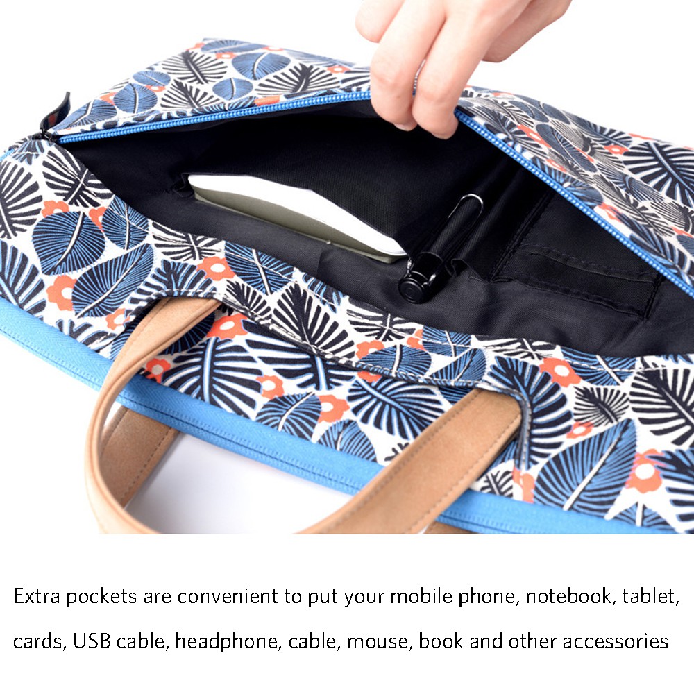 new15 Inch Canvas Laptop Sleeve with Handle Zipper Pocket Notebook ...