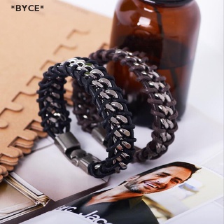 Byce วินเทจ พังก์ สร้อยข้อมือหนัง กําไลข้อมือผู้ชาย สายรัดข้อมือถัก เครื่องประดับ ของขวัญ