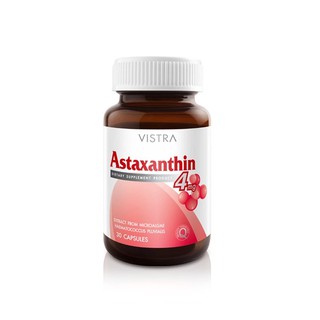 VISTRA Astaxanthin อาหารเสริมต้านอนุมูลอิระ ชะลอวัย ลดริ้วรอย 30 แคปซูล