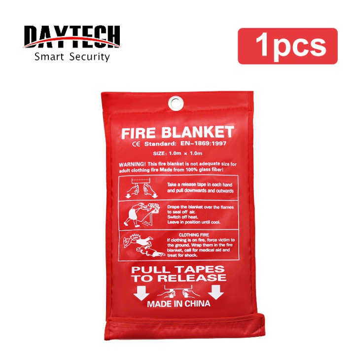 DAYTECH Home Fire ผ้าห่มสําหรับห้องครัวไฟเบอร์กลาสความปลอดภัย Fire Fighting ป้องกันสําหรับโรงงาน/เตาผิง/ย่าง/รถ 1.0 M x 1.0 M 1PCS Pack FB01