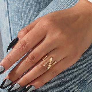 แหวนตัวอักษรเคสีทอง N letter ring