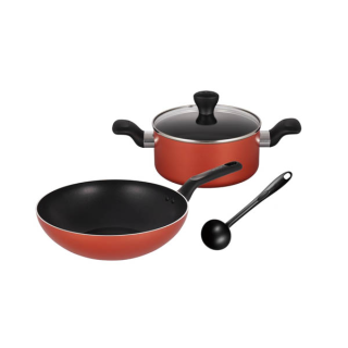 TEFAL ชุดหม้อและกระทะ 4 ชิ้น เคลือบไททาเนี่ยม รุ่น B507S495 NON-STICK อาหารไม่ติดกระทะ *** ไม่รองรับเตาแม่เหล็กไฟฟ้า ***